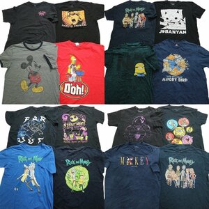 古着卸 まとめ売り キャラクター 半袖Tシャツ 16枚セット (メンズ L ) ミニオン ナルト TS10 MR5229