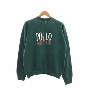 90年代 ブート POLO RALPH LAUREN スウェット トップス カジュアル ブート グリーン (メンズ L相当) 中古 古着 P6703