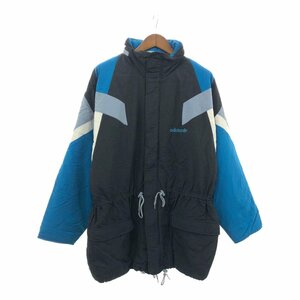 90年代 adidas アディダス ナイロン 中綿 ジャケット サッカー ブラック (メンズ XL) P2423 1円スタート