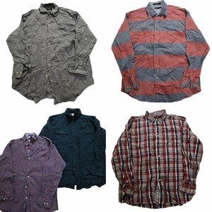 古着卸 まとめ売り 長袖シャツ 5枚セット (メンズ XL ) ノーティカ トミー L.L.Bean 無地 チェック MR4678 1円スタート