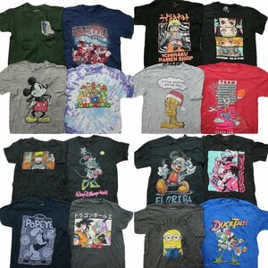 古着卸 まとめ売り キャラクター 半袖Tシャツ 16枚セット (メンズ M ) ディズニー ナルト ドラゴンボール TS10 MR5382 1円スタート