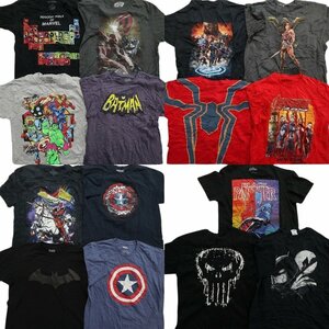 古着卸 まとめ売り マーベル・ＤＣ 半袖Tシャツ 15枚セット (メンズ L ) アベンジャーズ バットマン TS9 MR5535 1円スタート