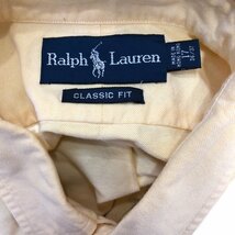 RALPH LAUREN ラルフローレン ボタンダウン 長袖シャツ トップス 大きいサイズ ワンポイントロゴ イエロー (メンズ 17) 中古 古着 P7572_画像5