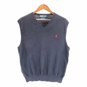 90年代 Polo by Ralph Lauren ポロ ラルフローレン ベスト 大きいサイズ ネイビー (メンズ XXL) P2871 1円スタート