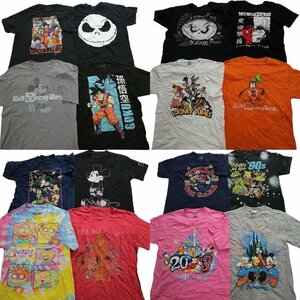 古着卸 まとめ売り アニメ・キャラクター 半袖Tシャツ 16枚セット (メンズ M ) ドラゴンボール ディズニー TS10 MR4835 1円スタート