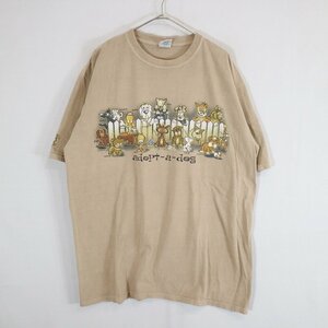 crazy shirt 動物 アニマルプリント 半袖Ｔシャツ 大きいサイズ 両面プリント ベージュ (メンズ XL) N8564 /1円スタート