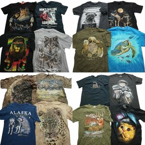 古着卸 まとめ売り アニマル 動物 半袖Tシャツ 16枚セット (メンズ S /M ) 大判プリント TS13 MR4905 1円スタート