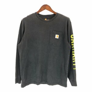 Carhartt カーハート ワンポイントロゴ 長袖Ｔシャツ ワーク 胸ポケット ブラック (メンズ M) P2940 1円スタート