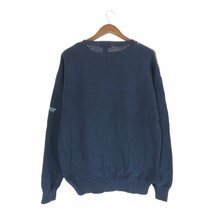 90年代 NAUTICA ノーティカ クルーネック コットンニット セーター アーガイル柄 ネイビー (メンズ L) P2967 1円スタート_画像2