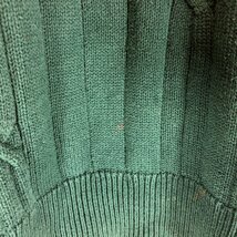 80~90s NAUTICA ノーティカ コットンニット セーター 刺繍 ワンポイントロゴ グリーン (メンズ L) P2964 1円スタート_画像4