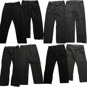 古着卸 まとめ売り Wrangler ラングラー パンツ 8枚セット (メンズ Ｗ38 ) ブラックデニム ラスラー DP16-2 MR5984