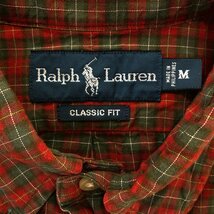 90年代 RALPH LAUREN ラルフローレン ボタンダウン 長袖シャツ トップス チェック レッド (メンズ M) 中古 古着 P7924_画像5