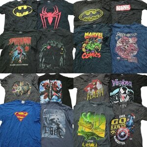 古着卸 まとめ売り マーベル・ＤＣ 半袖Tシャツ 16枚セット (メンズ S /M ) バットマン スパイダーマン TS9 MR5315 1円スタート