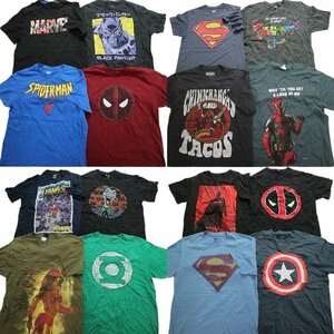 古着卸 まとめ売り マーベル 半袖Tシャツ 16枚セット (メンズ S /M ) スパイダーマン スーパーマン TS-9 MR4853 1円スタート