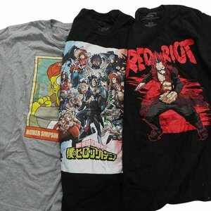 古着卸 まとめ売り キャラクター 半袖Tシャツ 3枚セット (メンズ S ) ジャンプ ヒロアカ TS10 MR6060 1円スタート