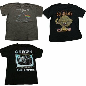 古着卸 まとめ売り 音楽・バンド 半袖Tシャツ 3枚セット (メンズ L ) デフレパード ピンクフロイド TS19 MR6282 1円スタート