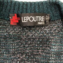 90年代 フランス製 LEPOUTRE Vネック ウール ニット セーター トップス ユーロ 総柄 グリーン (メンズ 2) 中古 古着 P8562_画像7