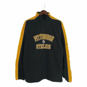 90年代 Reebok リーボック NFL ピッツバーグ スティーラーズ フリースジャケット プロチーム ブラック (メンズ XL) P3442 1円スタート