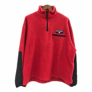 90年代 USA製 POLO SPORTS ポロスポーツ ハーフジップ ボア フリースジャケット レッド (メンズ ) P3531 1円スタート