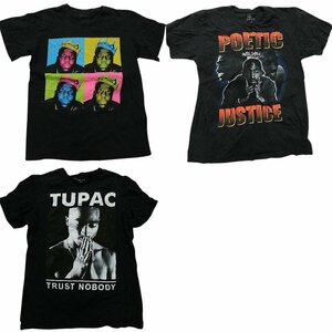 古着卸 まとめ売り 音楽・バンド 半袖Tシャツ 3枚セット (メンズ S ) ポエティックジャスティス 2PAC TS19 MR6295 1円スタート