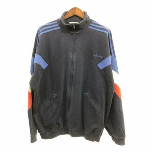 90年代 adidas アディダス トラックジャケット アウター 大きいサイズ スポーツ ワンポイントロゴ ネイビー (メンズ XXL) 中古 古着 P8595