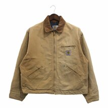 90年代 USA製 Carhartt カーハート デトロイトジャケット アウター ワーク ワンポイントロゴ ベージュ (メンズ 50) 中古 古着 P8012_画像1