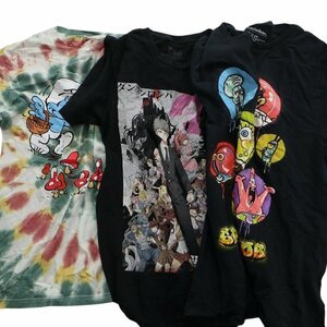 古着卸 まとめ売り キャラクター 半袖Tシャツ 3枚セット (メンズ S ) タイダイ スポンジボブ TS10 MR6045 1円スタート