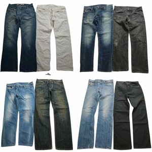 古着卸 まとめ売り デニム パンツ 8枚セット (メンズ Ｗ38 /Ｗ35 /Ｗ33 /Ｗ32 ) サイズMIX ブラックデニム DP15 MR5945 1円スタート