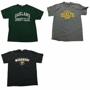 古着卸 まとめ売り カレッジ風 半袖Tシャツ 3枚セット (メンズ L ) カラー系 TS18 MR6139 1円スタート