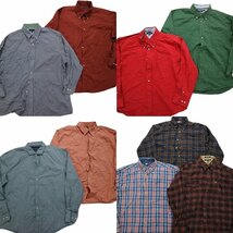 古着卸 まとめ売り トミーヒルフィガー 長袖シャツ 9枚セット (メンズ XL /2XL ) チェック ドット LS3 MR6648 1円スタート_画像1