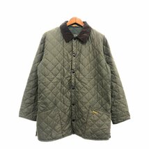 Barbour バブアー NEW ESKDALE キルティング ジャケット 刺繍 ユーロ ヨーロッパ古着 カーキ (メンズ L) P4145 1円スタート_画像1