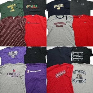 古着卸 まとめ売り チャンピオン 半袖Tシャツ 16枚セット (メンズ 2XL /3XL ) カラー系 カレッジ風 総柄 TS14 MR7433 1円スタート