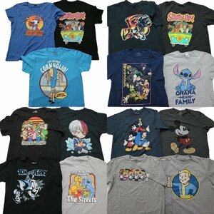 古着卸 まとめ売り キャラクター 半袖Tシャツ 15枚セット (メンズ L ) スヌーピー ミッキー セサミストリート TS10 MR7636