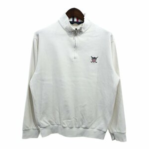 90年代 POLO GOLF ポロゴルフ ドライバーズニット ハーフジップ スウェット ホワイト (メンズ L) 中古 古着 P8674