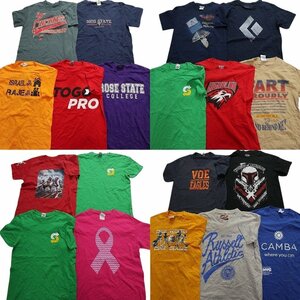 古着卸 まとめ売り カラーmix プリント 半袖Tシャツ 19枚セット (メンズ S ) 丸首 英字ロゴ TS30 MR6754 1円スタート