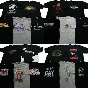 古着卸 まとめ売り 黒・グレー ボディ プリント 半袖Tシャツ 20枚セット (メンズ L ) 英字ロゴ TS29 MR6554 1円スタート