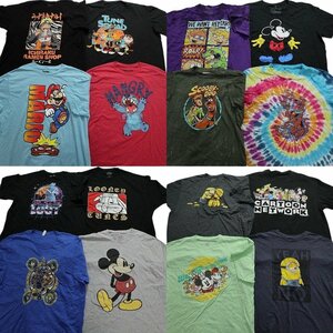 古着卸 まとめ売り キャラクター 半袖Tシャツ 16枚セット (メンズ 2XL /3XL /4XL ) ミッキー ナルト TS10 MR6413 1円スタート