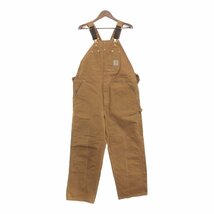 90年代 USA製 Carhartt カーハート ダック ワーク ダブルニー オーバーオール ボトムス ブラウン (メンズ 42/30) 中古 古着 P9216_画像1