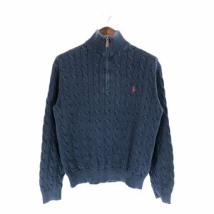 Polo by Ralph Lauren ポロ ラルフローレン ハーフジップ セーター ネイビー (メンズ ) 中古 古着 P4569 1円スタート