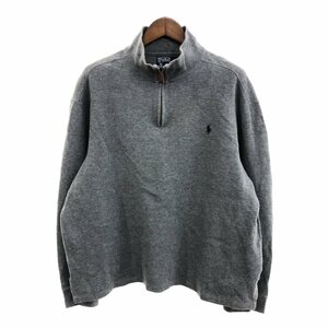 90年代 Polo by Ralph Lauren ポロ ラルフローレン ハーフジップ ドライバーズニット セーター グレー (メンズ XXL) 中古 古着 P8770