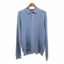 Tasso Elba カシミヤ ニット ポロシャツ セーター トップス 大きいサイズ ブルー (メンズ XXL) 中古 古着 P8863_画像1