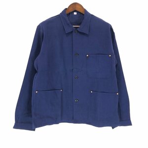 90年代 UNKNOWN フレンチワーク コットンツイル ワークジャケット ブルー (メンズ 54) 中古 古着 P4984 1円スタート