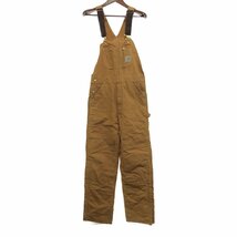 90年代 USA製 Carhartt カーハート ダック オーバーオール ボトムス ダブルニー ワーク ブラウン (メンズ 32×34) 中古 古着 P8930_画像1