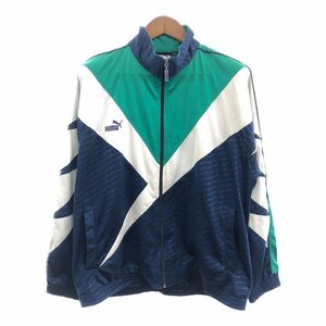 【B品】 90年代 PUMA プーマ トラックジャケット アウター スポーツ ネイビー (メンズ L) 中古 古着 P9278