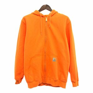 Carhartt カーハート 背面プリント フルジップ パーカー トップス ワーク オレンジ (メンズ M) 中古 古着 P9487