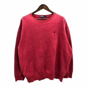 90年代 Polo by Ralph Lauren ポロ ラルフローレン ワンポイントロゴ スウェット トップス レッド (メンズ XL) 中古 古着 P9592