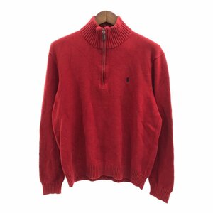 Polo by Ralph Lauren ポロ ラルフローレン ハーフジップ ドライバーズニット セーター トップス レッド (メンズ XL) 中古 古着 P9719