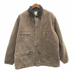 90年代 USA製 Carhartt カーハート ミシガンチョアコート アウター 大きいサイズ ワーク ブラウン (メンズ 2XL) 中古 古着 P8301