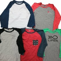 古着卸 まとめ売り ラグランスリーブ 長袖Tシャツ 20枚セット (メンズ L /XL ) 英字ロゴプリント カラー系 TS5 MR7863 1円スタート_画像2