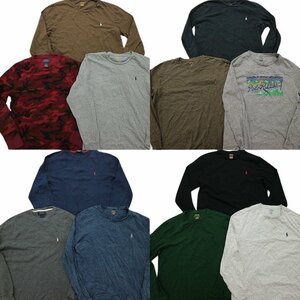 古着卸 まとめ売り ラルフローレン 長袖Tシャツ 12枚セット (メンズ L /XL ) 無地 ワンポイント LT18 MR7772 1円スタート